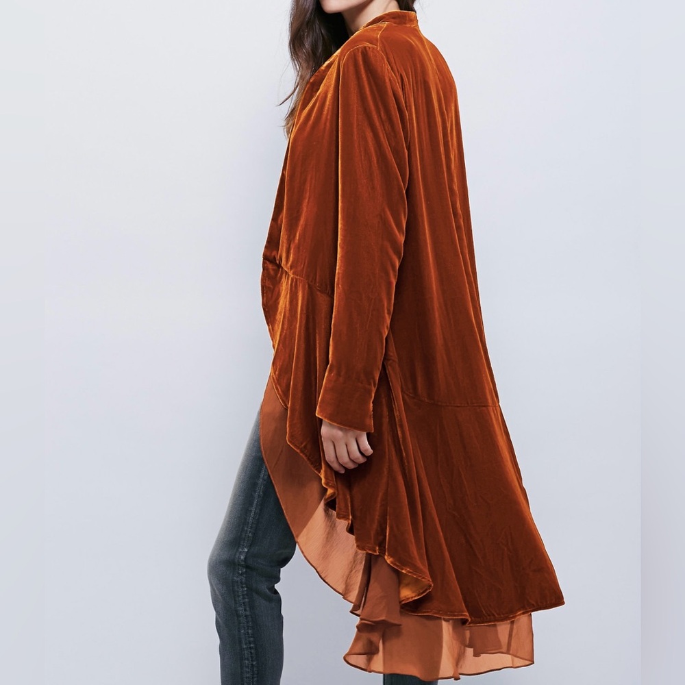 Women’s R. Vivimos Coral Pink Velvet / chiffon Duster Size XL